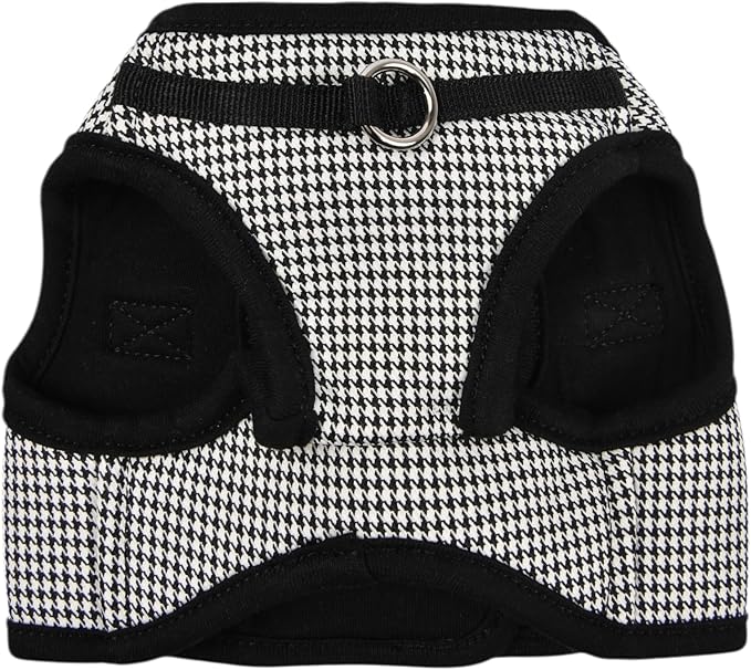 Puppia Amatus Dog Vest Harness B (Step-in) Fashionable Houndstooth Pattern Spring Summer Harness for Small and Medium Dogs, Black, Small