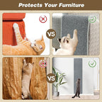 FHTONGE 71x15.8 Thickened Cat Wall Climbing Carpet with 16 Fixed Nails, Extra Large Tall Cat Scratch Pad for Wall, Wall Mounted Climbing Cat Scratcher for Furniture Couch Sofa Protector(Grey)