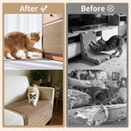 Natural Cork Cat Scratcher Mat, Self-Stick & Trimmable Furniture Protector for Couch, Door, Wall & Bed Corner, Claw-Friendly for Indoor Cats (Oak Wood, 39.4 x 11.8 Inch)