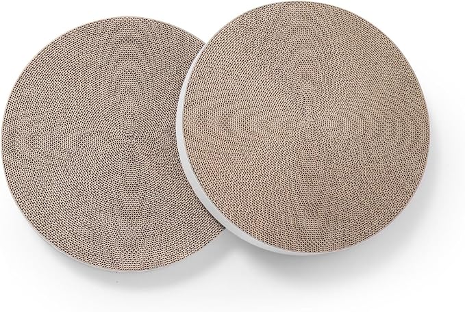 Necoichi Cat Scratcher Bowl Replacement for Indoor Cats - Cat Scratching Lounger with Reversible Usability and Extra Comfort for Lounge, Cardboard Bed Couch / (Regular, Hologram White)