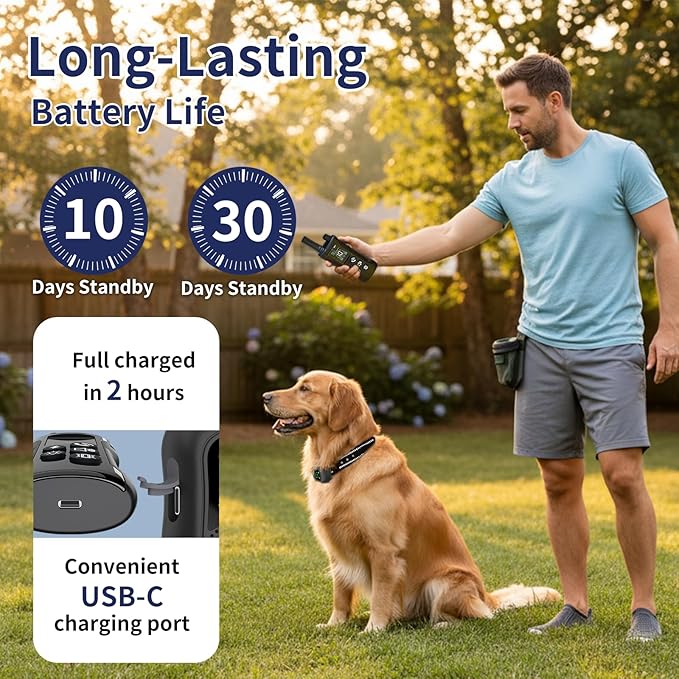Dog Shock Collar-4900Ft Dog Training Collar with Remote,IP67 Waterproof Electric Collar with 4 Training Modes,Support Remote Calling Feature,Rchargeable E-Collarfor All Dog Sizes (10-120lbs)