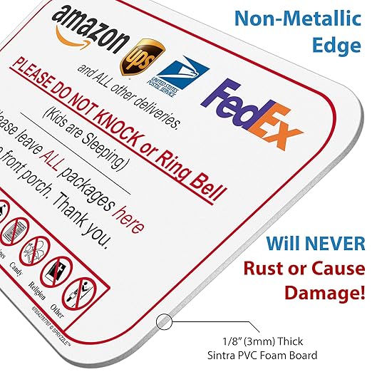 Leave Package Sign - Do Not Knock or Ring Bell (Kids are Sleeping)