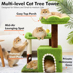 Flower Cat Tree with Cat Condo for Indoor Cats, 29" Cat Tower with Sisal Scratching Post and Top Perch, 3-in-1 Multi-Level Cat Tower for Small Cats and Kittens