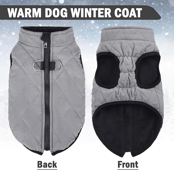SCENEREAL Winter Dog Vest Coat with Harness Built in, Warm Puppy Jacket for Small Medium Sized Dogs, Dog Cold Weather Coats with Zipper, Fleece Puffer Vest Windproof Snow Clothes for Puppies Pet