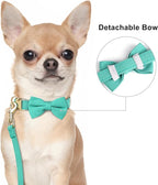 Beirui Adorable Small Dog Harness Collar and Leash Set,Cute XXS Puppy Harness Set with 3 Bows for Tiny Dogs,Chihuahua,Adjustable Step-in Vest for Daily Walking,Parties&Holiday Outfits(Teal,XXS)