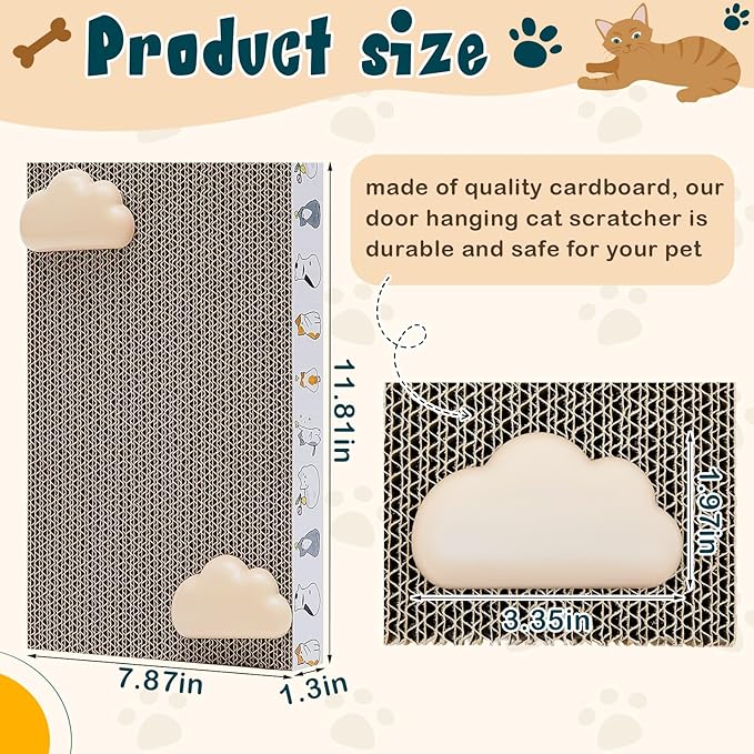 2 Pack Cat Scratcher Cat Scratching Cardboard Post for Cage 12" x 8" Wall Mounted Scratcher Board for Indoor with Cloud-Shaped Holders Double-Sided Usability