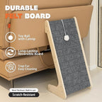 PETKARAY Felt Cat Scratcher, L Shaped Scratching Pad, Scratch Resistant Carpet Scratcher Ramp, Slot-Free Scratch Board with Toy Ball, Dark Grey