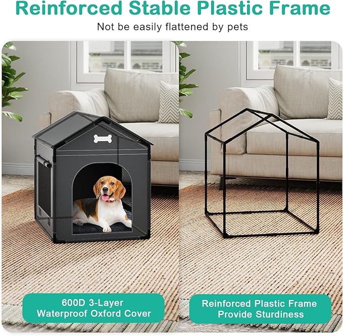 Large Dog House Indoor Dog Kennel Bed Mat with Cushion for Small Medium Large Dogs Cats, Winter Warm Cat Nest Puppy Cave Sofa Pet Products Easy Assembly