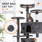 Cat Tree for Indoor Cats, Multi-Level Cat Tower with Scratching Posts & Cozy Condo, Space Saving Cat Activity Center, Durable Pet Play House (54in,Light Gray)