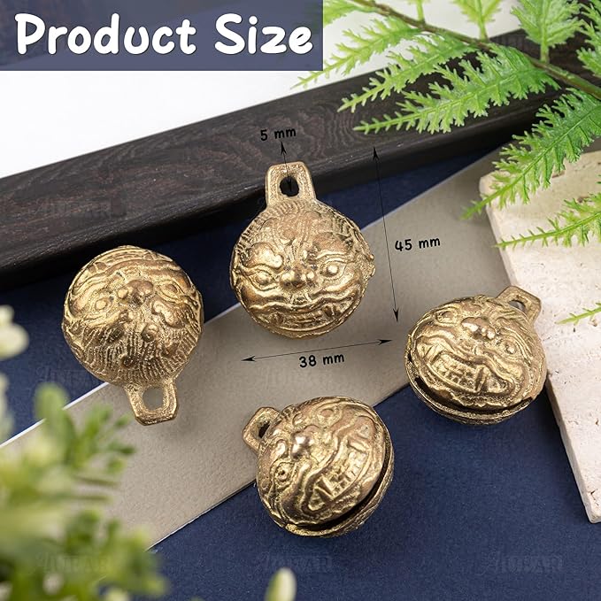 AUEAR, 8 Pieces Vintage Brass Bells 38mm Mini Jingle Bell for DIY Wind Chimes Home Decor