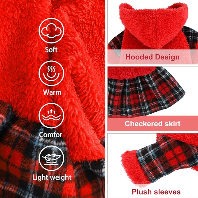 Dog Hoodie Dog Sweater Puppy Clothes for Small Dogs Boy Girl Pet Hoodies for Dogs Cold Weather Doggie Coats Fall Doggy Sweatshirt for Chihuahua Yorkie Cat Sweater Costumes, Plaid Red, S