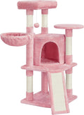 Topeakmart 42in Cat Tree Tower for Indoor Cats, Cat Condo with Perch & Hammock, Activity Center, Multi-Level Cat Furniture with Scratching Posts, Cat House, Pink
