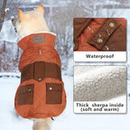 KYEESE Dog Coat Warm Pet Winter Puffer Coat with Leash Hole Thick Pets Clothes with Pocket Waterproof Dogs Jacket with Fleece Lined Soft Pet Sweater for Cold Weather Windproof Dog Coats for Small Dogs