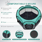 Pet Cat Playpen for Indoor Cats Enclosed, Puppy Dog Play Pen for Outdoor Travel Camping (Small Size, Green & Dark Grey)