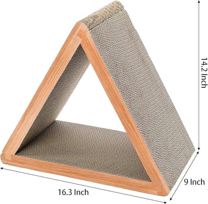 Nicunom 3-Sided Vertical Cat Scratching Post, Cat Scratcher Foldable, Triangle Cat Scratching Board, Multiple Angle Scratch Pad, 6 Usable Sides Recyclable Cat Scratcher Cardboard for Indoor Cats