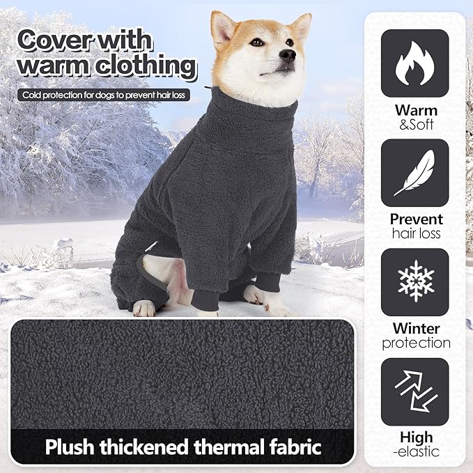 Fleece Dog Sweater for Small Medium Large Dog for Run Walk Sleep Pet Winter Jacket & Windproof Clothes Coat XL Grey