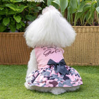 CuteBone Daddy's Little Girl Dog Dress for Small Dogs Pink Skirt Puppy Velvet Dresses Dog Clothes CVA21XXS-D