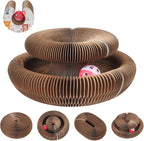Accordion Magic Organ Cat Scratcher Board for Indoor Cats, Cardboard Cat Scratch Toy with Ball,Interactive Mental Physical Exercise Cat Toy