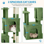 Cat Tree 61" Tall, Sisal Wrapped Scratching Post, Cat Nest, Hanging Ball, Extended Platform