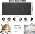 Cat Scratch Mat - 78.74"x15.74" Self-Adhesive Anti Scratching Pad for Couch, Trimmable DIY Cat Sofa Furniture Wall Cat Tower Protector, Replacement Pads for Pet Couch Protector from Claws Dark Gray