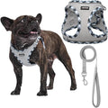 AMTOR Small Dog Harness with Leash Set, No Escape Easy Walk Puppy Harnesses for Training Walking, Step-in Reflective Soft Dogs Vest for XS S Medium Extra-Small Large Sized Dog(S,Grey)