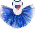 Petitebella USA Heart Puppy Dog Dress (White/Blue LED, Medium)