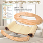 3-in-1 Large Sisal Cat Scratch Bed, Thicker Natural Sisal 22” Elevated Wooden Frame Hammock Lounge for Indoor Cats Sleep, Scratch & Play