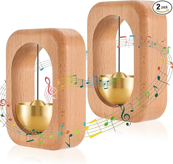 2 Pcs Shopkeepers Bell for Door Opening, Magnetic Wood Doorbell Chime When Door Opens, Magnetic Doorbell for Cafe Glass Doors Store Entrance, Housewarming Gift(Rectangle,3.94 x 2.76 Inches)