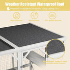 ROOMTEC Outdoor Catio with Roof 71.3" Height Large Wooden Cat Enclosure with 3 Jumping Platforms and 2 Napping Houses Cat Cage for Cat Activity (White)