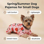 Dog Pajamas Spring Summer Dog Clothes for Small Medium Dogs Strawberry Print Girl Boy Cute Soft Puppy Pjs Clothes Doggie Onesies Cat Pet Jammies Outfit(Strawberry,M)
