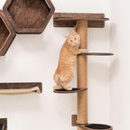 Cat Tower with Scratching Post for Large Cats - Wooden Wall Cat Tree Tower Small Scratching Post for Cats - Wood Cat Furniture Indoor Cats Rustic Cat Decor Cat Lover Gift