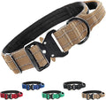 Tuff Pupper Tactical Dog Collar with Handle | Heavy Duty Adjustable Dog Collar | Military Nylon Collar for Large Dogs | Quick-Release Buckle | Soft Padded Comfort | Training Control (Tan, Large)