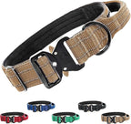 Tuff Pupper Tactical Dog Collar with Handle | Heavy Duty Adjustable Dog Collar | Military Nylon Collar for Large Dogs | Quick-Release Buckle | Soft Padded Comfort | Training Control (Tan, Large)
