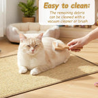 2 Pack 23.6 X 15.7 Inch Cat Scratch Mat, Natural Sisal Cat Bunny Rabbit Scratching Pad with Jute Border, Durable Scratch Rug, Natural Fabric Horizontal Cats Pad for Furniture Sofa and Wall(Beige)