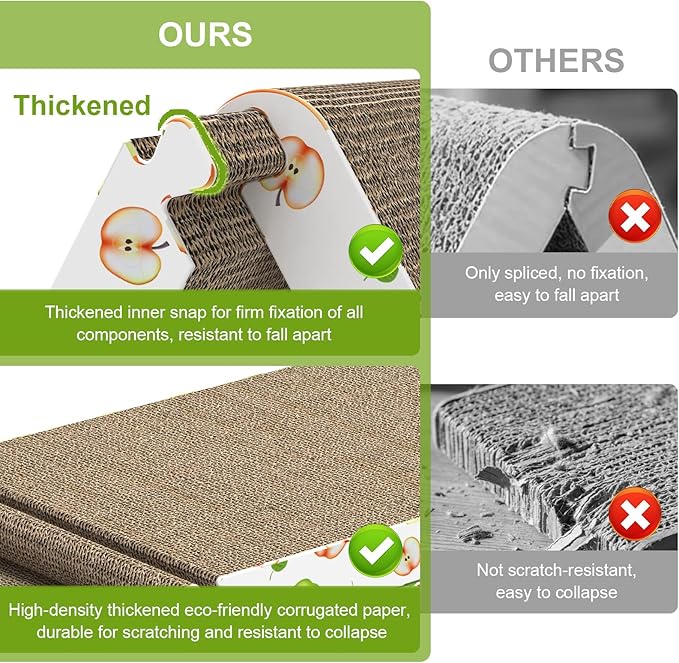 Cat Scratcher, Triangle Cat Scratching Board for Indoor Cats, 6 Usable Sides Cardboard Cat Scratcher with Catnip