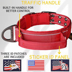 ADITYNA Heavy Duty Dog Collar for Extra-Large Dogs - Reflective Red Collar with Handle for Training, and Walking - Wide, Thick, Tactical, Soft Neoprene Padded