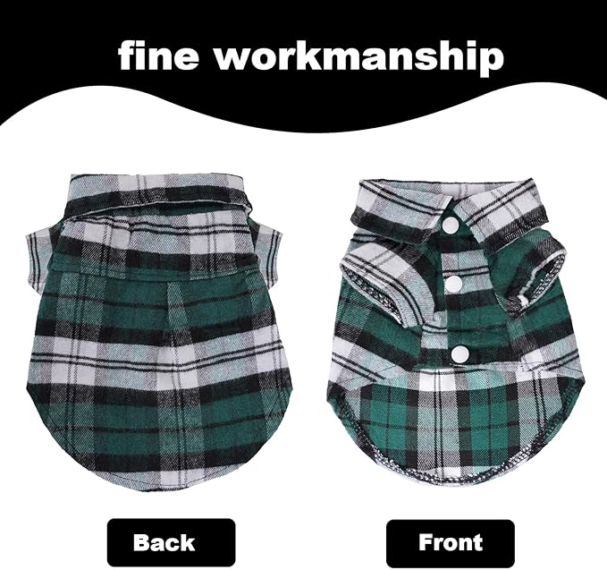 3 Pcs Dog Clothes Plaid Shirt Puppy Clothes Button Up Cat Shirt for Small Pet Dogs Cat Christmas Costume (X-Small)