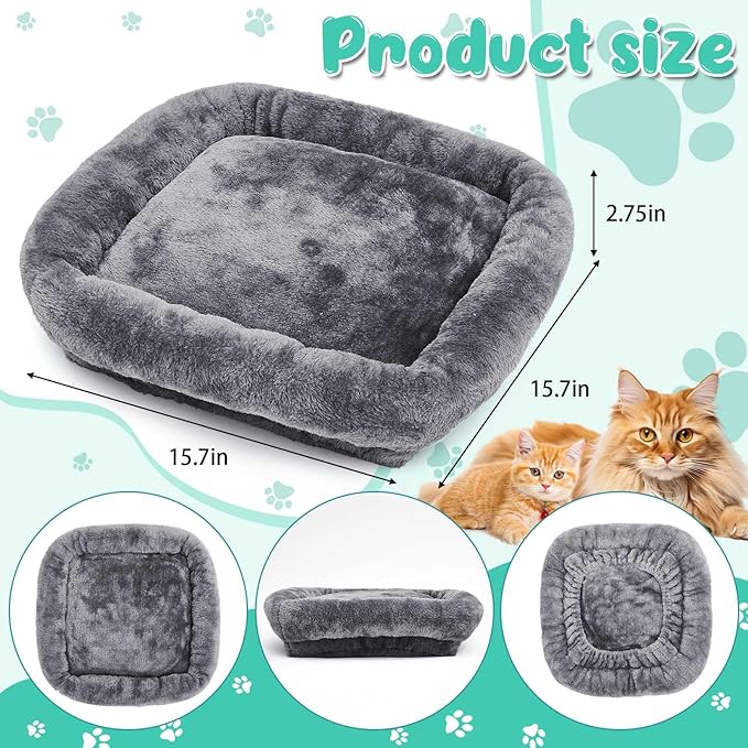 Abbylike 2 Pcs Cat Tree Tower Replacement Parts Grey Bed Cover with Elastic Band Removable Washable Padding for Platform Perch Shelves, Only Cover, Cat Tower Cushions Accessories(15.7 x 15.7 Inch)