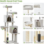 Cat Tree Tower for Indoor Cats Large Adult - 65 inch Extra Tall Cat Condo Trees with Scratching Post Hammock Perch - XL Sturdy Big Heavy Duty Multi Level Cat House Towers - Kitty Climbing Furniture
