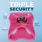 Best Pet Supplies Voyager Step-in Air All Weather Mesh Harness and Reflective Dog 5 ft Leash Combo with Neoprene Handle, for Small, Medium and Large Breed Puppies - Set (Fuchsia), S
