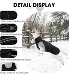Nanaki Warm Fleece Lined Dog Coats Vests for Winter Waterproof, Furry Collar Dog Jacket with Leash Hole, Reflective Pet Snow Jacket Suit for Outdoor Walking Hunting,Easy On Puppy Coat Beagle, Black L