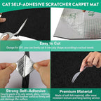 Cat Scratch Couch Furniture Protector, Trimmable Self-Adhesive Cat Scratch Carpet, DIY Climbing Cats Scratch Mat for Covering Cat Scratching Post and Wall & Door Protector from Cat Claws (Black)