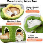 Flower Cat Tree with Cat Condo for Indoor Cats, 29" Cat Tower with Sisal Scratching Post and Top Perch, 3-in-1 Multi-Level Cat Tower for Small Cats and Kittens