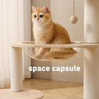 Modern Cat Tree Tower with Hammock for Indoor, Multifunctional 41-in Spacious Cat Tower with Bed, Space Capsule, Dangling Ball, Interactive Rope, Scratching Post