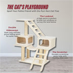 TRIXIE Malaga Cat Tower – Cat Tree with Extra-Thick Sisal Posts, Caves, Platforms & Hammock – Durable Cat Furniture for Indoor Cats – Beige, 18" x 28" x 43"