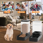Automatic Cat Feeder and Water Dispenser in Set with Pet Food Bowl,Gravity Dog Waterer and Food Feeder for Small Medium Dog Cat Puppy Kitten Large Capacity(3.3L,Black)