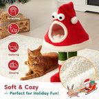 Cat Tree Tower for Indoor Cats, Multi-Functional Cute Cat Tree with Scratching Posts and Cozy Cat Bed, Large to Small Cat Tower, Red