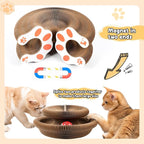 Magic Organ Cat Scratching Board, Foldable Accordion Interactive Cat Toy with Bell Ball, Durable Cardboard Scratch Pad for Cat Grinding Claw & Indoor Play