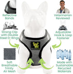 EcoBark Step in Dog Harness - Eco-Friendly Dog Harnesses for for Small & Medium Breed Dogs - Reflective and Adjustable Chest Body Halter Vest -Soft Luxurious Mesh (Gray, XL)
