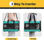 Dog Carrier Soft Sided, Large Cat Carrier with Inner Safety Leash, Pet Transport Carrier for Large Cats and Medium Dogs up to 20 Lbs, Collapsible Travel Puppy Carrier Bag -Turquoise L